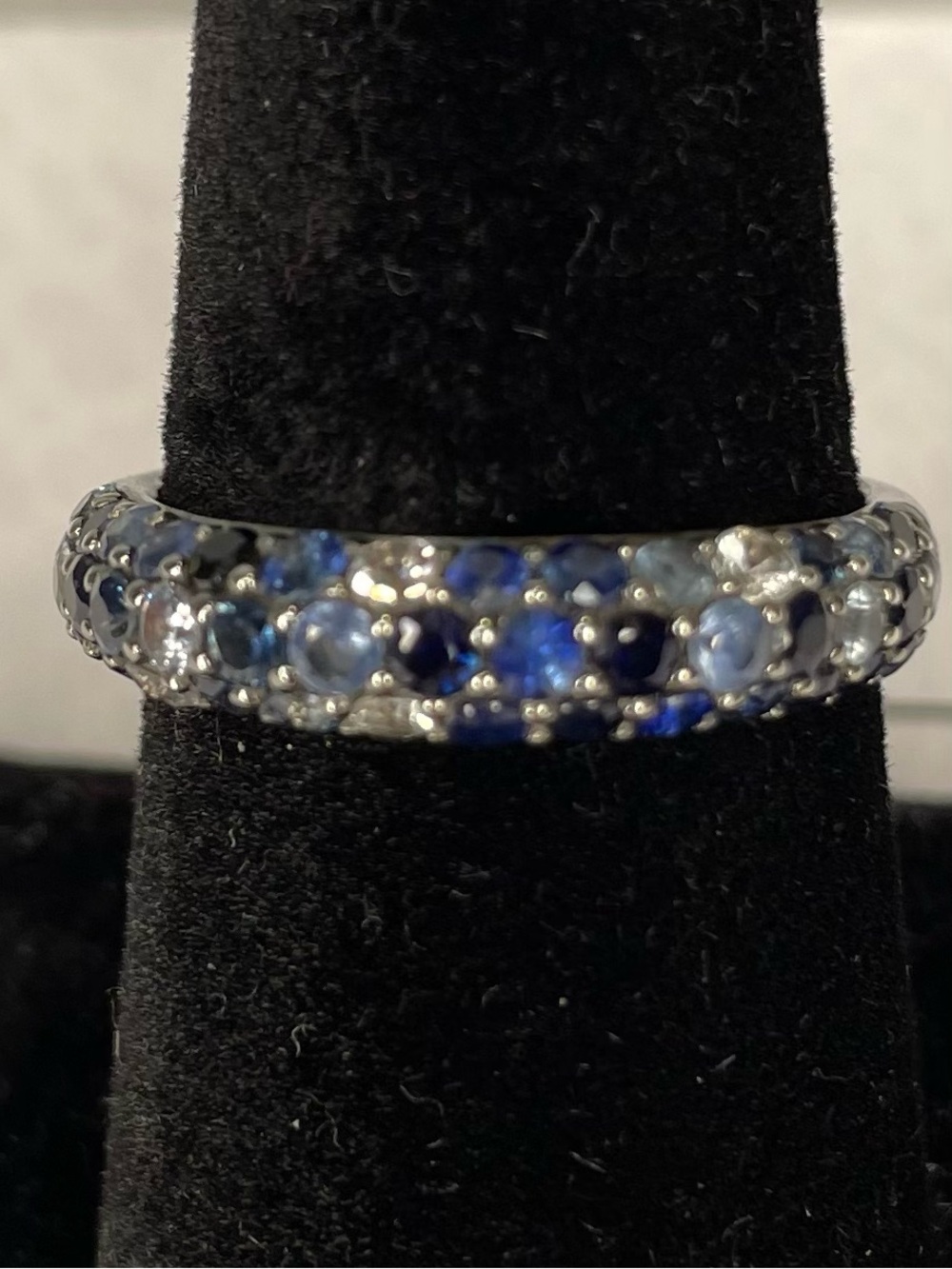 EFFY Blue Sapphire-Style Eternity Band Ring in 925 Silver Size 7.75